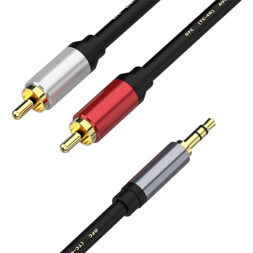 3.5mm to RCA Audio Auxiliary AUX Stereo Y Splitter Cable, 3.5mm to 2-Male RCA Adapter Stereo AUX Cord AV Cable for Smartphones, MP3, Tablets, Speakers, Home Theater, HDTV (1.5M/4.9FT) - size: 1.5M/4.9FT, style: Straight