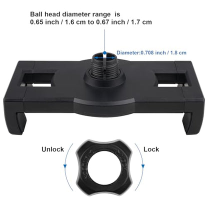 Tablet Holder Clamp Clip Mount Replacement with 17mm Ball Joint Socket for Tablet/iPad/Nexus/Switch/iPhone,Ball Hole Compatible with Diameter of 0.669 inch /17mm Ball Head,Multi-Angle Adjustable