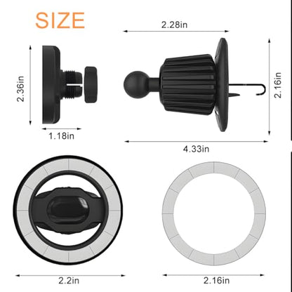 Car Phone Holder, Magnetic 360° Rotation Adjustable Vehicle Phone Mount Changer with Clip, Automotive Air Dashboard Vent Cellphone Holder, Universal for SUV RV Truck (Black) - color: Black