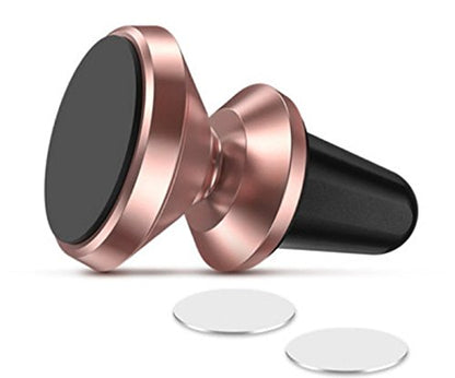 IFLASH Magnetic Mount, Aluminum Universal Air Vent Magnetic Car Mount Phone Holder, 360 Degree Rotation for Multi-Angle View, Cradle-Less Car Phone Mount Stand, for Apple iPhone/Galaxy (Rose Gold) - color: Rose Gold