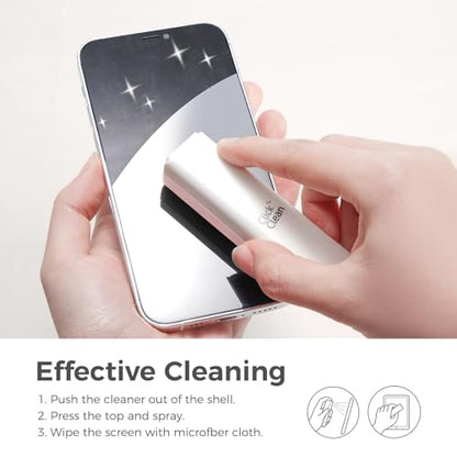 CLICK CLEAN Screen Cleaner Spray with Phone Stand Case & Microfiber - color: Pink