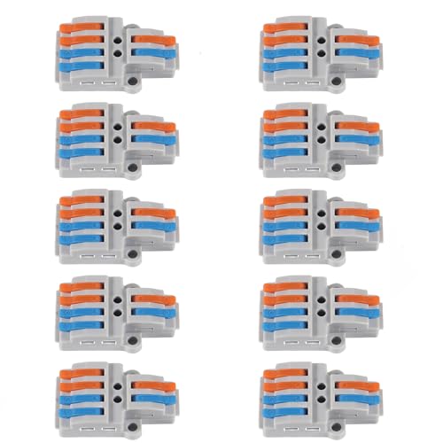 DIANN 10pcs Lever Wire Connectors 2 in 4 Out Circuit Inline Splices Electrical Wire Connector 28-12 AWG Quick Connect Splice Wire Connectors - color: 10pcs 2 in 4 out