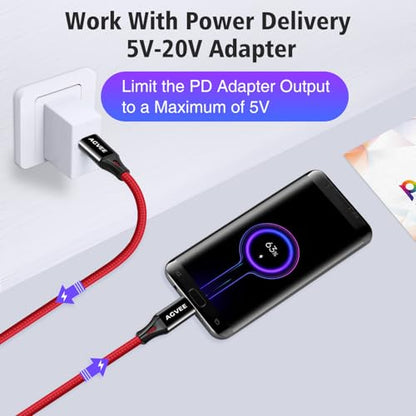AGVEE 2 Pack 1ft USB-C to Micro USB Cable - color: Red, size: 1ft+1ft