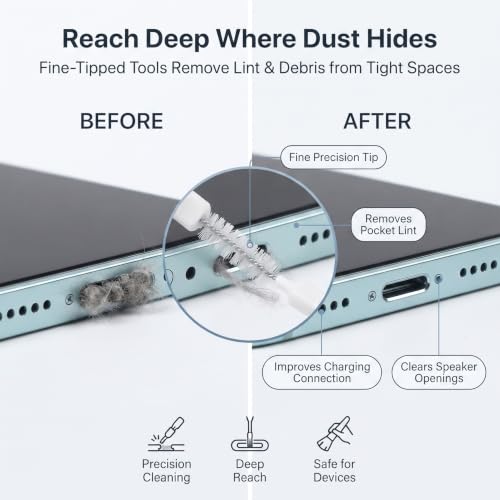 Charging Port Cleaning Kit, Cell Phone Cleaning Kit - 13PCs Phone Charging Port Cleaner - USB C Ports Cleaner Tool - Mini Brushes Cleaners for Speaker, Receiver, Earbuds & Smartphones