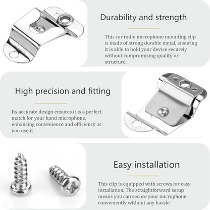Universal Microphone Clip Holder for Car Radio Quick Installation with Screws Set Secure Mount for Two Way Handheld Transceivers and Communication Devices