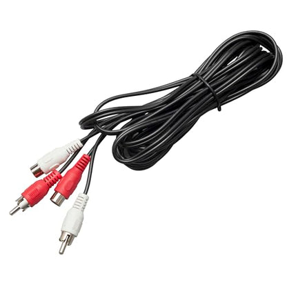 TENINYU 12 Feet AV Extension Cable RCA Stereo Audio Cable, 2RCA Male to 2RCA Female Audio Extension Cable Red/White Connectors 12FT - size: 12FT