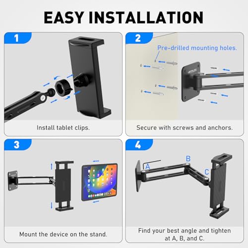 Urmust Dual Arm Tablet Wall Mount Ipad Holder, 4.7-13" - size: 2 Arm-Up to 13"