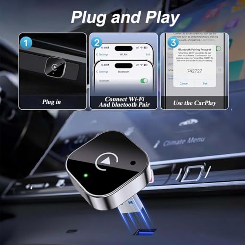 Wireless Carplay Adapter with Ultra-Mini USB Design for Apple CarPlay & Android Auto, 2026 Upgraded CarPlay Dongle Convert Wired to Wireless, Plug and Play, Fast Stable Connection & No Latency