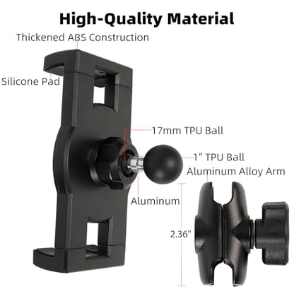 1" Ball Tablet Holder with Short Aluminum Alloy Arm, 360 Rotation, Fits 5-13" Tablets iPad Pro 12.9 Air Mini iPhone, Compatible with RAM Mounts - size: Tablet Holder w 2.36" Arm