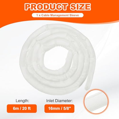 MECCANIXITY Braided Wire Loom, 20ft(6 m) - 5/8"(16mm) Wire Split Braided Cable Management Sleeve Automotive Woven Mesh Split Loom Tubing for Multi-Cable Management, White - color: White, size: 20ft(6 m) - 5/8"(16mm)