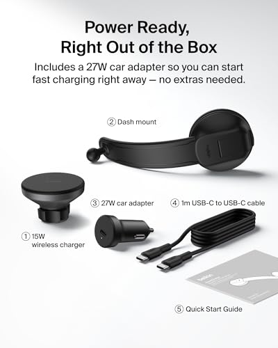 Belkin Qi2 15W Magnetic Wireless Dash Mount, Fast Charging Car Charger - style: Dash Mount