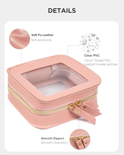 LETGO Mini Clear Sunscreen Bag Pouch for Beach Bag, Personalized Waterproof Sun Makeup Bag For Pool,Beach Toiletry Cosmetic Bag Preppy Beach Summer Vacation Essentials Bag (Pink, Mini-Clear) - color: Pink, style: Mini-clear