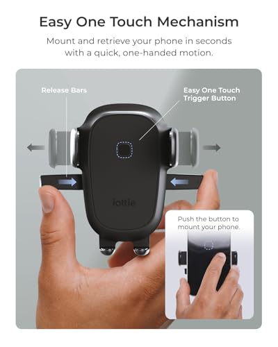 iOttie Easy One Touch Wireless 3 Dash & Windshield Car Mount, 15W Qi Fast Charging Phone Holder, One-Handed Auto Clamp, Adjustable Smartphone Mount for iPhone 17 Pro Max, iPhone 12-17, Samsung, Pixel