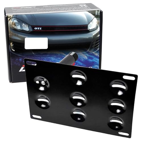 iJDMTOY No Drill Front Bumper Tow Hook License Plate Mounting Bracket Adapter Kit Compatible with Volkswagen MK5 MK6 Golf GTI EOS, Compatible with Audi TT etc