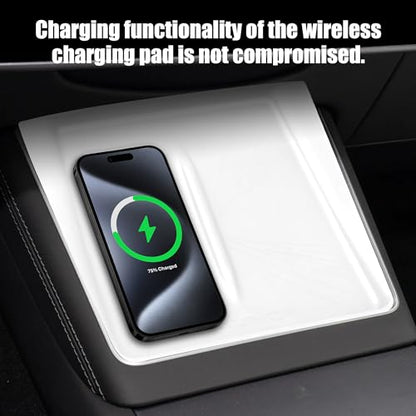 frani Center Console Silicone Mat Designed for Tesla Model Y Juniper Refresh,Non-Slip Design Tesla Model Y Accessories 2025 2026 White - color: White, style: Model Y Juniper 2025-2026