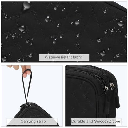 FYY Electronic Organizer, Travel Tech Pouch Bag, Large, Black Quilted - color: Black Quilted, size: 9.1 x 5.9 x 3.15 inches