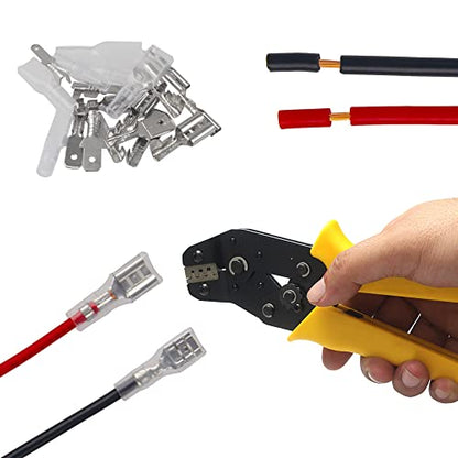 720Pcs 2.8/4.8/6.3mm Quick Splice Male Female Wire Spade Connector Crimp Terminal Block Assortment Kit with Insulating Sleeve for Electrical Wiring Car Audio Speaker