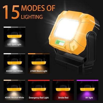 Magnetic Work Light, 1200LM Rechargeable Shop Lights - color: Yellow
