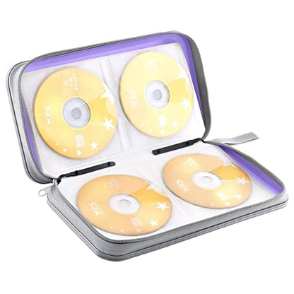 96‑Capacity Hard Plastic CD/DVD Binder for Car, Home & Travel - color: Light Purple