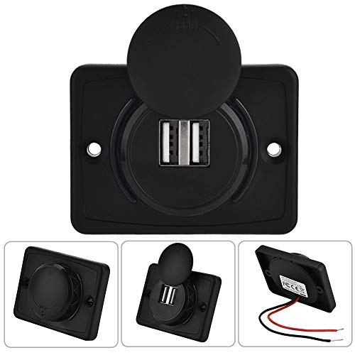 USB Car Charger, 12v 24v Mini Panel Dual Socket Power Adapter Outlet with Cap Quick Surface Mount Multi Device Charging for Cars Bus Boat Automotive Marine Truck Golf Cart Smartphone Laptop