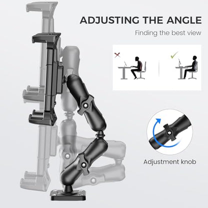 OHLPRO Tablet Mount for Truck - Heavy Duty Drill Base Tablet Holder for Car Dashboard, iPad Holder for All 5"-13" iPad Pro Samsung Galaxy Kindle fire Tablets and Car Wall etc. - 8-inch Arm - size: 8-inch Plastic Arm