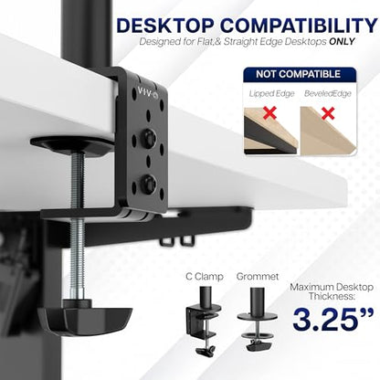 VIVO Dual Monitor Desk Mount, Heavy Duty Fully Adjustable Stand, Fits 2 LCD LED Screens up to 32 inches and 22 lbs Each, Black, STAND-V032 - color: Black, size: 13" - 32"