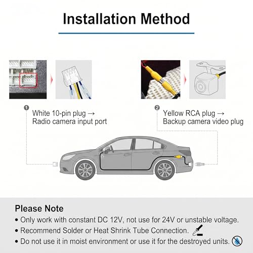 10 Pin Backup Camera Harness Adapter for Android Car Stereo Wiring Harness Connector, Rearview Input Adapter Plug Cable