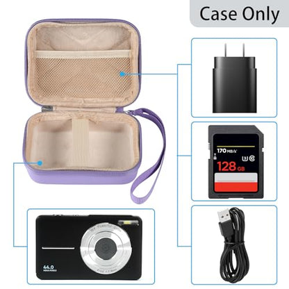 Digital Camera Case for AbergBest 21 Mega Pixels 2.7" LCD Rechargeable HD/Kodak Pixpro/Canon PowerShot ELPH 180/190/Sony DSCW800/DSCW830 Cameras, Travel Carrying Protective Case for Camera- Purple - color: PU Purple
