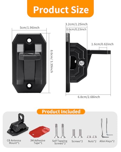 No Drill Antenna Mount Bracket,Black - size: B-Adhesive