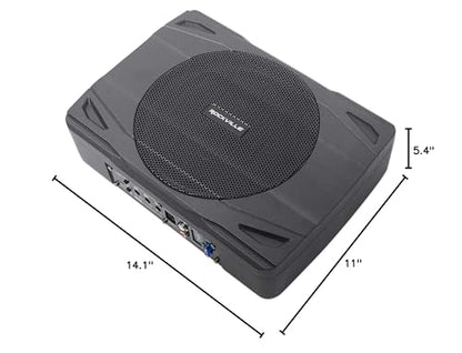 Rockville SS8P 8" Powered Under-Seat Car Subwoofer with RWK10 Amp Kit