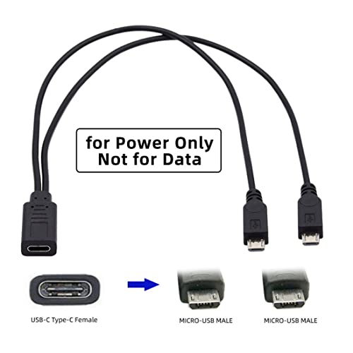 chenyang USB C Splitter Multi Charging Cable,USB C 1 to 2 Micro USB Charge Extension Cable Supports Charging Two Devices at The Same Time 0.98FT/0.3M - style: USB C 1 to 2 Micro USB