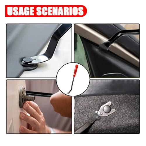 JOYCOURT 5PCS Auto Clip Pliers Set and Fastener Remover, No Scratch Automotive Door Panel Removal Tool, Car Trim Rivet Pry Tool Repair Kit for Vehicle Dash Audio Radio Installer - color: Red