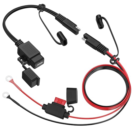 MICTUNING SAE to USB Cable Adapter Waterproof USB Charger Quick 2.1A Port