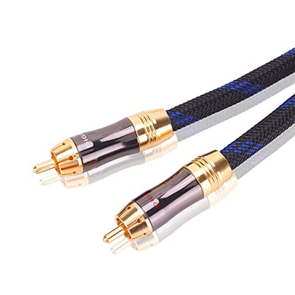 Dual Shielded (OD 8.0mm) 1 RCA Male to 2 RCA Male Audio Cable RCA Y-Adapter Subwoofer Cable (8 Feet) - size: 8 Feet