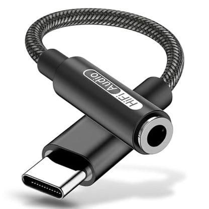 USB C to 3.5mm Hi-Res Audio Adapter, Built-in DAC, Type C to Aux Headphone Jack, Studio Quality Sound, Supports Calls, Compatible with iPhone 15 16 17, Samsung Galaxy S25 S24 S23, MacBook, iPad, Pixel