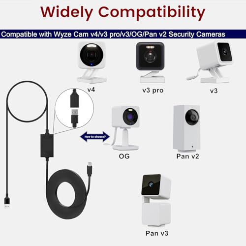 2-Pack 30ft Power Extension Cable for Wyze Cam v4, v3, OG, Pan v3, Black - color: Black, size: 30 Feet