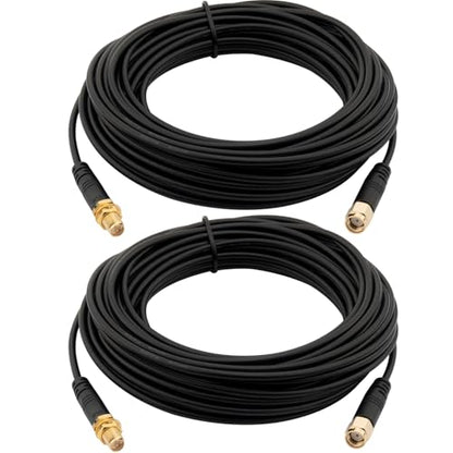 WiFi Antenna Extension Cable Upgraded 2pcs RP-SMA Male to RP-SMA Female Bulkhead Mount RG174 Cable 7m 23 feet for WiFi Router Security IP Camera Wireless Network Card Adapter - size: 23feet / 7m