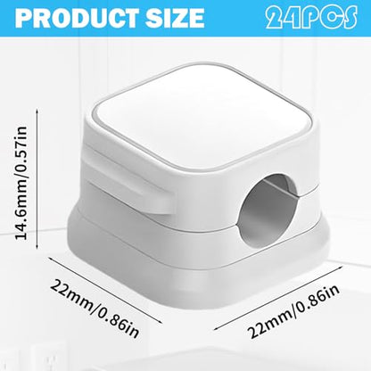 24 Pcs Cord Organizer Holder,Magnetic Cord Organizer,Easy Adhesive Phone Charging Cable Keeper,for Home Office Desk Phone Car Wall Desktop Nightstand(White)