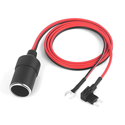 12V Add-a-Circuit Tap Adapter for Car Cigarette Lighter Socket, 1m 18AWG Cable with Fuse Holder （Mini ATM/APM Blade Fuses）