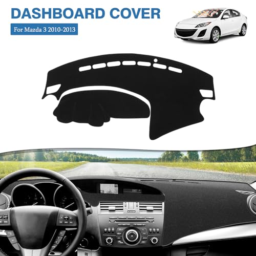 FIILINES Dash Cover Fit for 2010-2013 Mazda 3 Sedan, Hatchback & MazdaSpeed3, Dashboard Mat for Mazda 3 Accessories Dashboard Pad Carpet Dash Mat Sunshade Non-Slip Polyester Protector No Glare Black - size: For Mazda 3 2010-2013