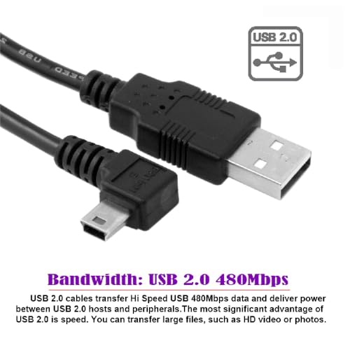 cablecc Mini USB B Type 5pin Male Right Angled 90 Degree to USB 2.0 Male Power Data Cable 5M - style: Right 5M