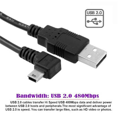 cablecc Mini USB B Type 5pin Male Right Angled 90 Degree to USB 2.0 Male Power Data Cable 5M - style: Right 5M