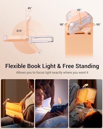 DEWENWILS LED USB Rechargeable Book Light, Clip on Reading Light Peach Fuzz - color: Peach Fuzz