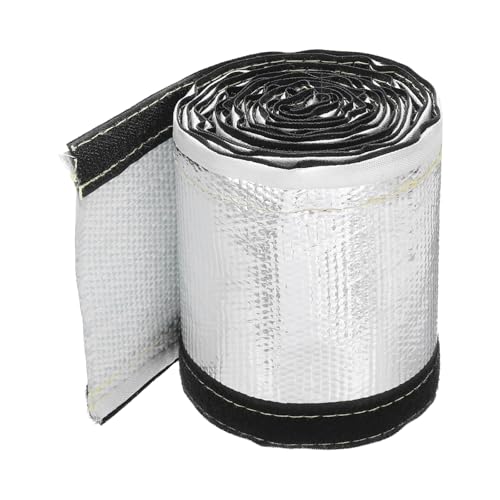 MECCANIXITY 1.5mm Heat Shroud Aluminized Sleeving 1 1/5" ID x 10FT Aluminum Metallic Fiberglass Heat Shroud for Fuel Lines Cables Electrical Wiring - size: 1 1/5" ID x 10FT