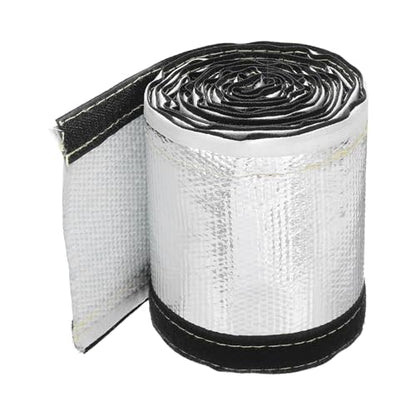 MECCANIXITY 1.5mm Heat Shroud Aluminized Sleeving 1 1/5" ID x 10FT Aluminum Metallic Fiberglass Heat Shroud for Fuel Lines Cables Electrical Wiring - size: 1 1/5" ID x 10FT
