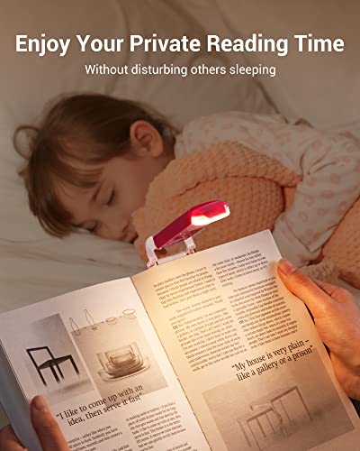 DEWENWILS USB Rechargeable Book Reading Light, Warm White, Brightness Adjustable, LED Clip on Book Lights for Reading in Bed, Car Reading Light for Kids, Bookworms (Pink) - color: Pink