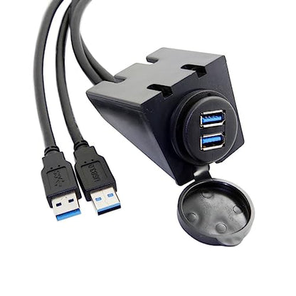 chenyang USB 3.0 Dual Port Flush Mount 2 Male to 2 Female Extension Cable for Car Dashboard Panel Mount - color: Dual Port Male to Female with Waterproof