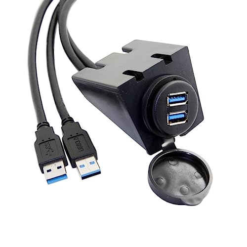 chenyang USB 3.0 Dual Port Flush Mount 2 Male to 2 Female Extension Cable for Car Dashboard Panel Mount - color: Dual Port Male to Female with Waterproof