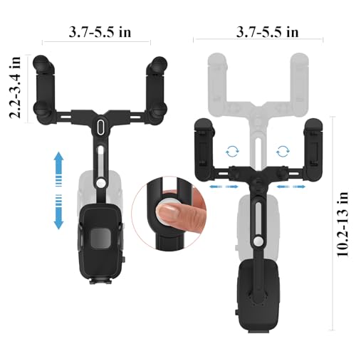 Car Phone Holder Mount, Rear View Mirror Phone Holder, Rotatable and Retractable Phone Holders for Your Car Compatible with iPhone Samsung All 4-7 Inch Cell Phones - style: Clamp