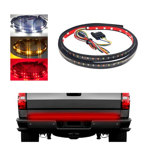Yourkar Tailgate Light Bar, 59 Inch Single Row LED Tailgate Light Bar, LED Flexible Strip with Red Running Brake White Reverse Yellow Turning Signals Lights, Car Accessories - color: Single, size: 59"